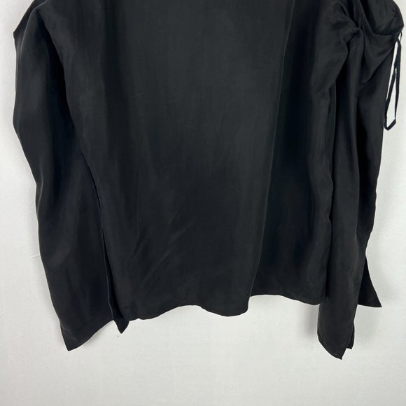NWT Line & Dot Cupro Cold Shoulder Top Tie Neck Black Size Large L NEW - Picture 14 of 15